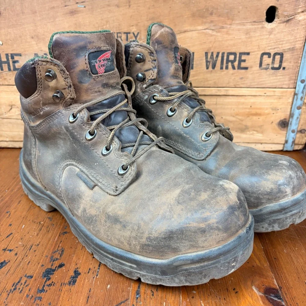 Red Wing‎ Shoes King Toe Mens 10 Work Boots Brown Leather Lace Up Steel Toe